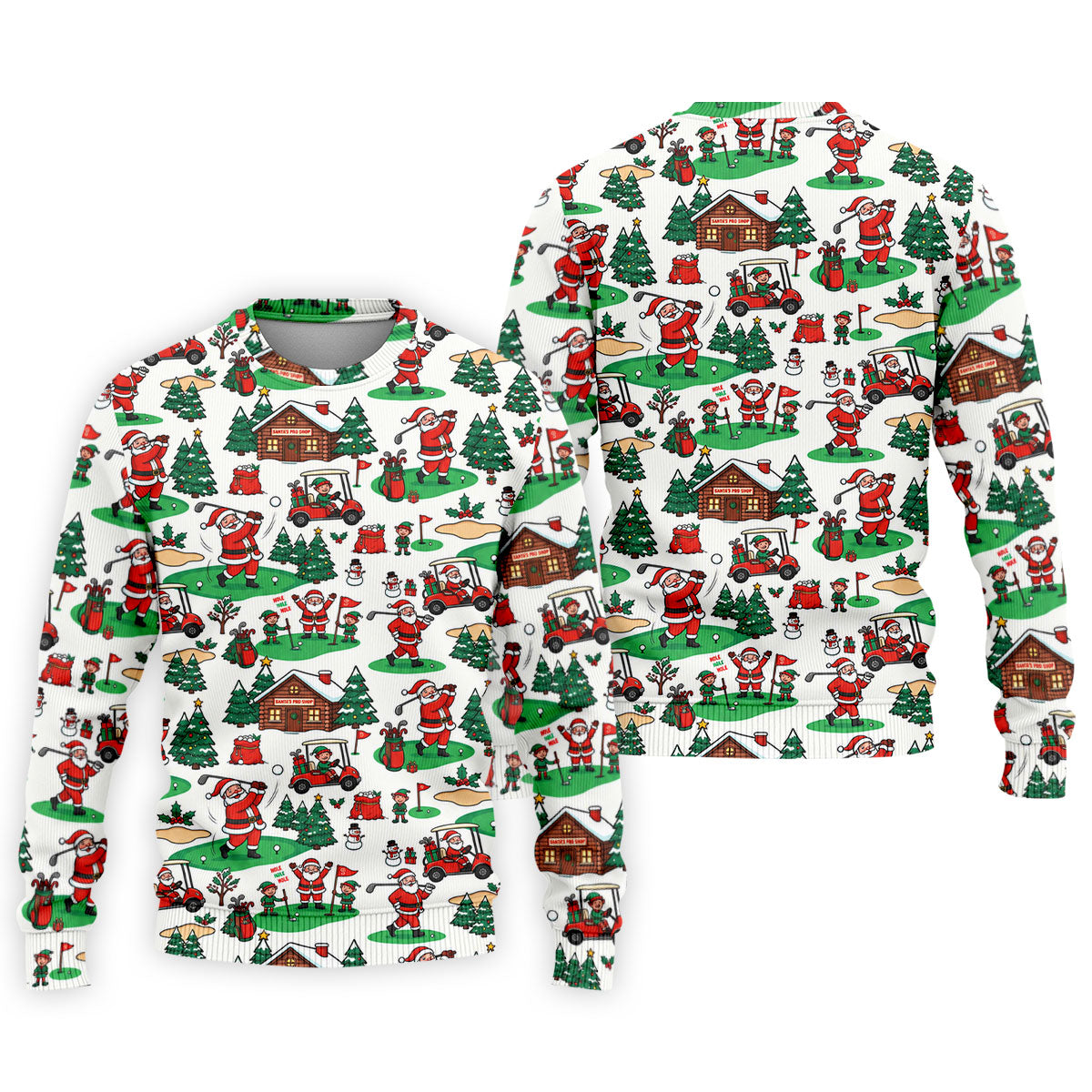 Santa Golf Cart And Elves Christmas Golf Shirt, Mens Golf Polo, Golf Shirts For Men