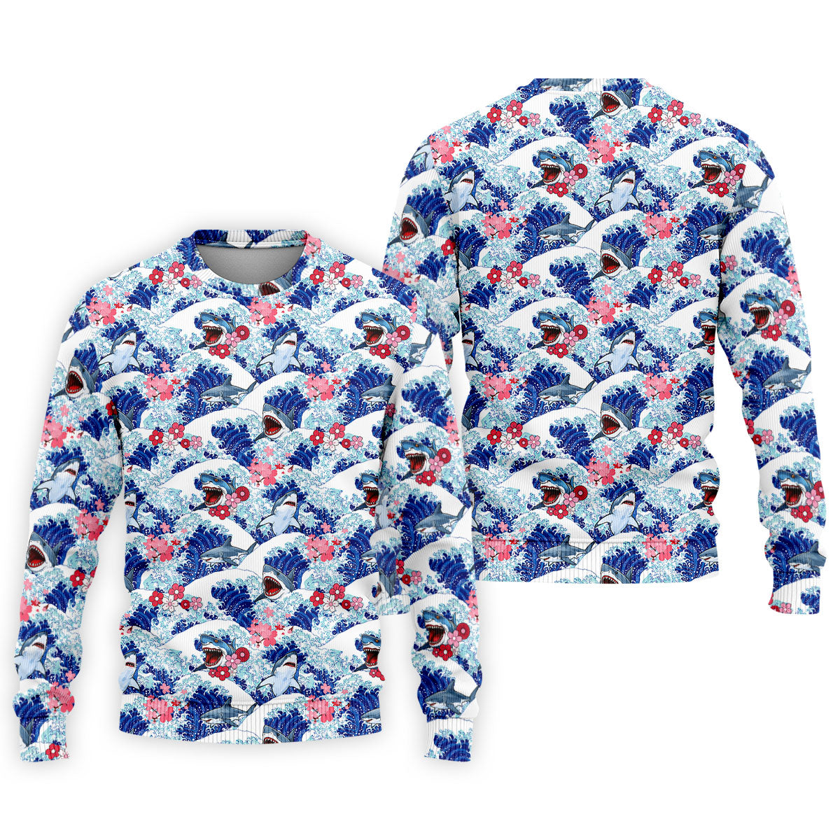 Funny Shark Japanese Wave Hawaiian Golf Shirt, Men's Golf Shirt, Polo Shirts For Men