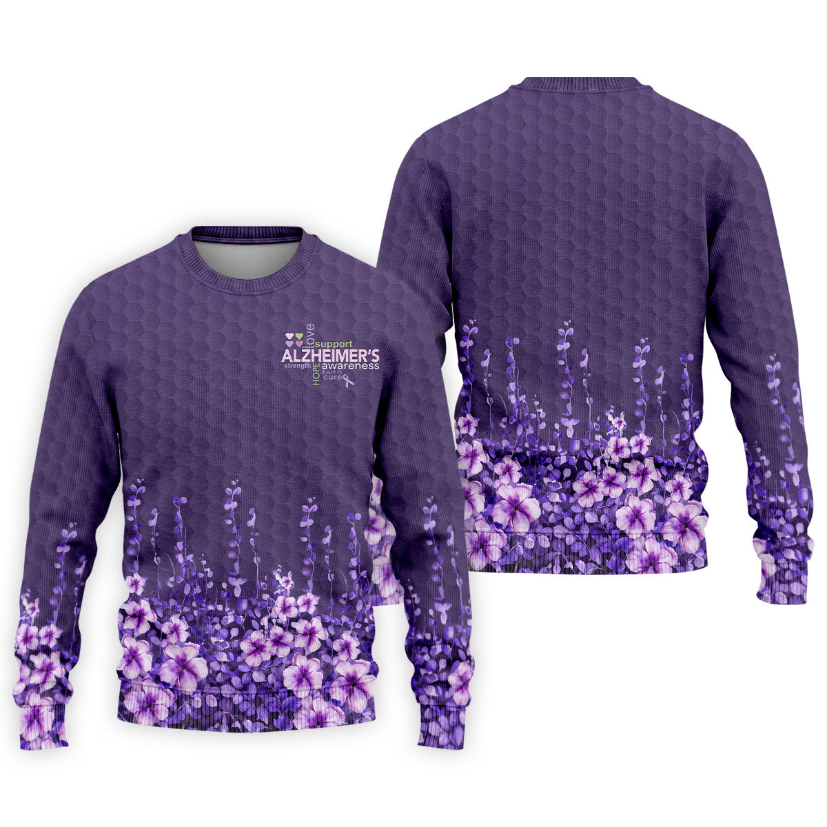 Purple Alzheimer's Awareness Floral Polo Shirt, Golf Polo Shirts For Men, Mens Golf Polo