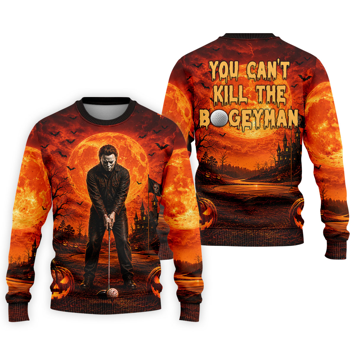 You Can't Kill The Bogeyman Halloween Golf Polo Shirt, Golf Shirts For Men, Mens Golf Polo