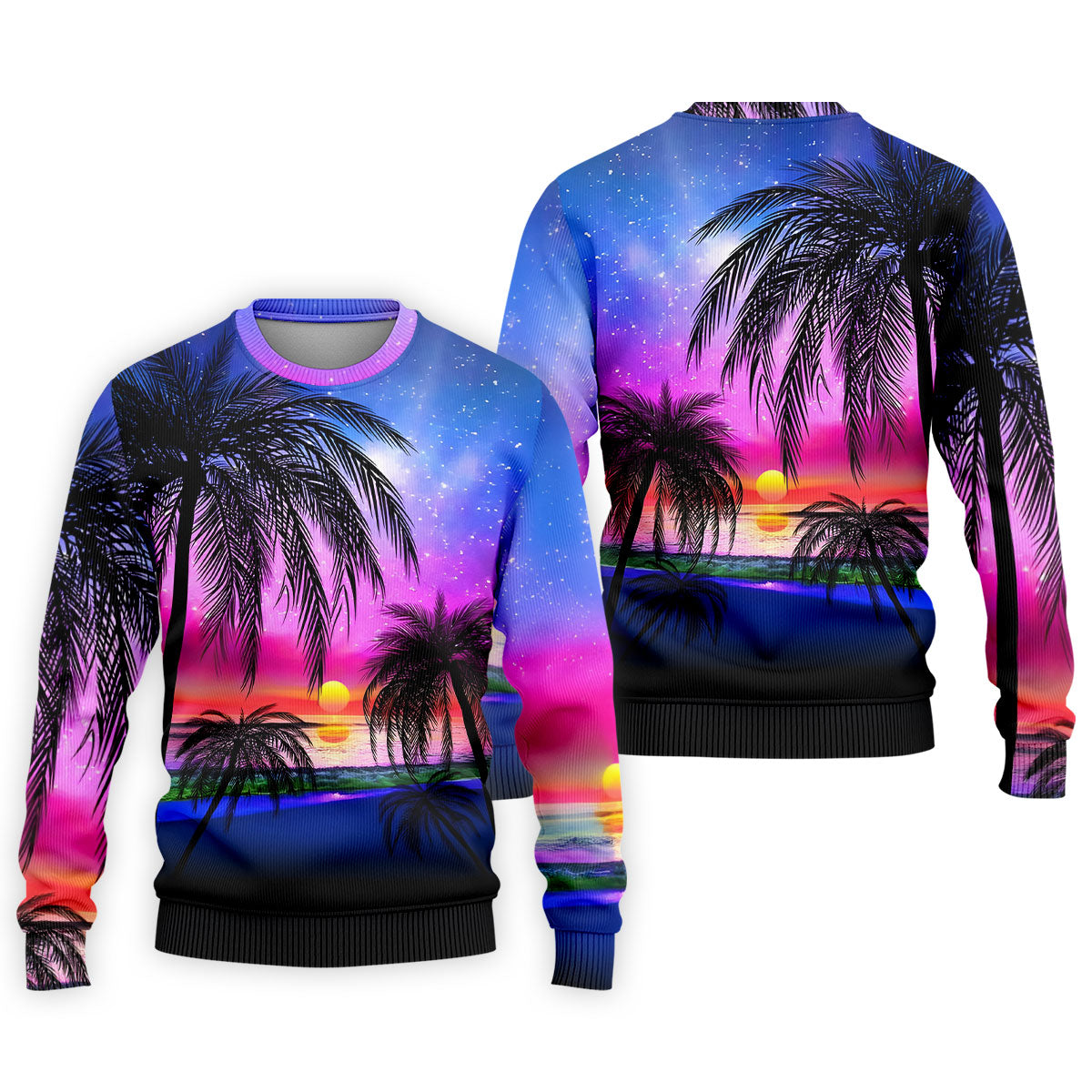 Palm Tree Beach Sunset Golf Shirt, Mens Golf Polo, Printed Golf Shirts, Golf Apparel For Men