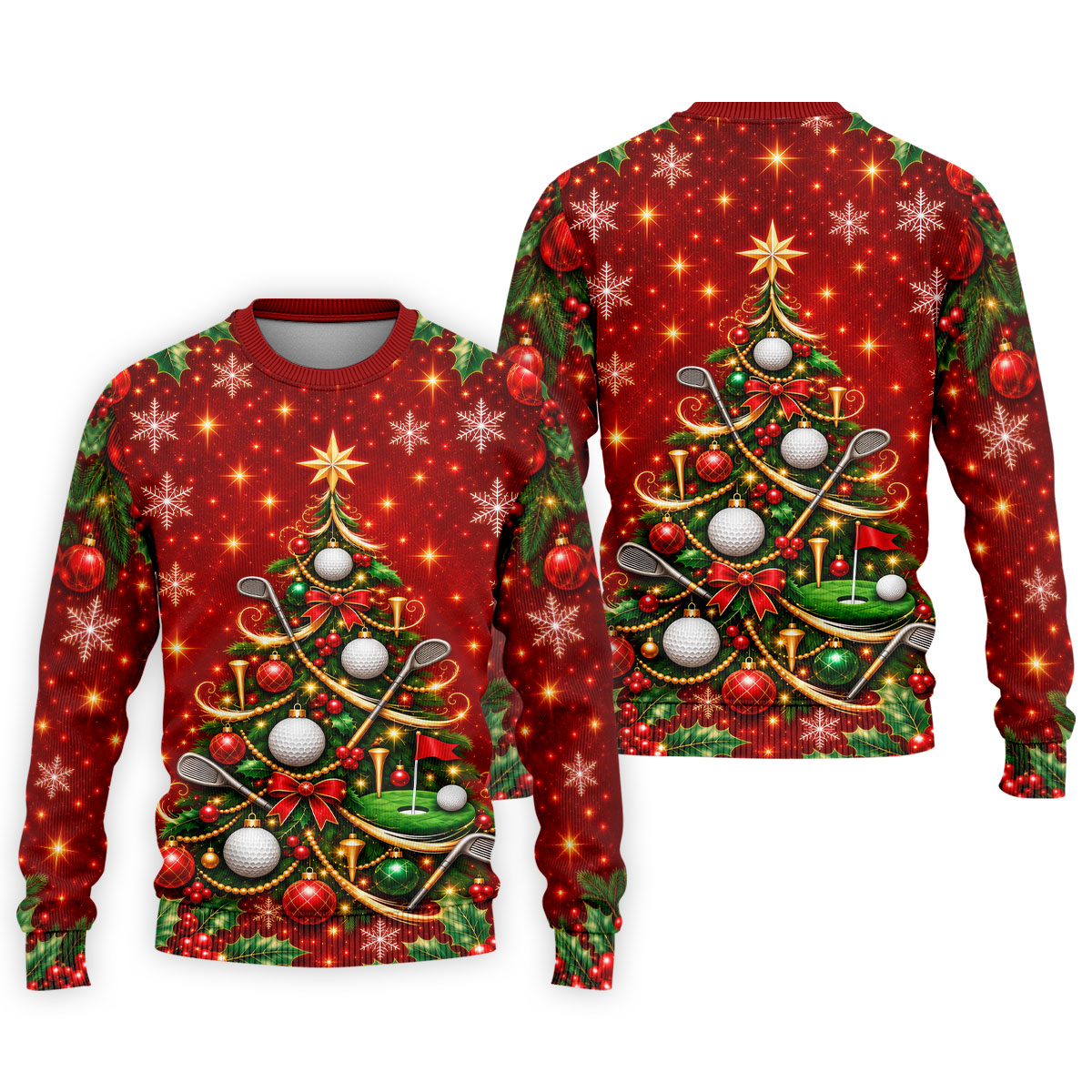 Golf Balls And Clubs Tree Christmas Golf Shirt, Mens Golf Polo, Golf Shirts For Men