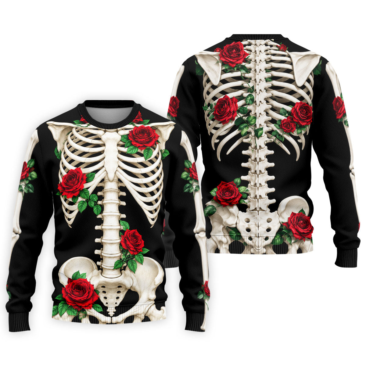 Skeleton Rib Cage And Red Roses Halloween Polo Shirt, Polo Shirts For Men, Mens Golf Shirts