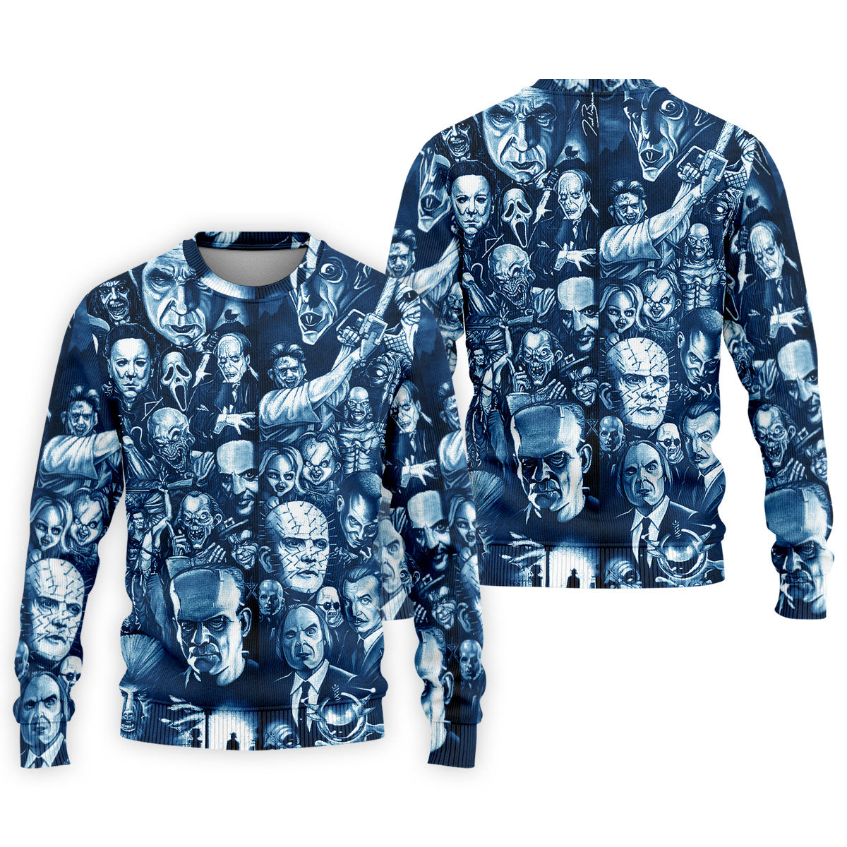 Horror Character Collage Halloween Polo Shirt, Printed Golf Shirts, Golf Apparel For Men