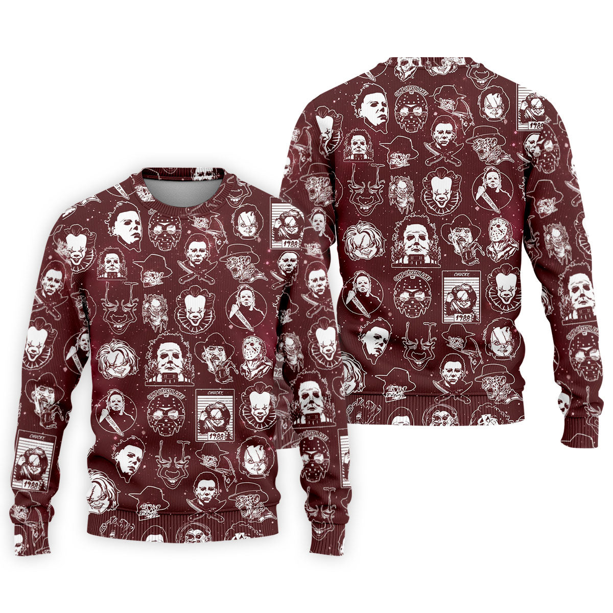 Vintage Halloween Horror Character Pattern Golf Shirt, Men's Golf Shirt, Hawaiian Golf Shirt