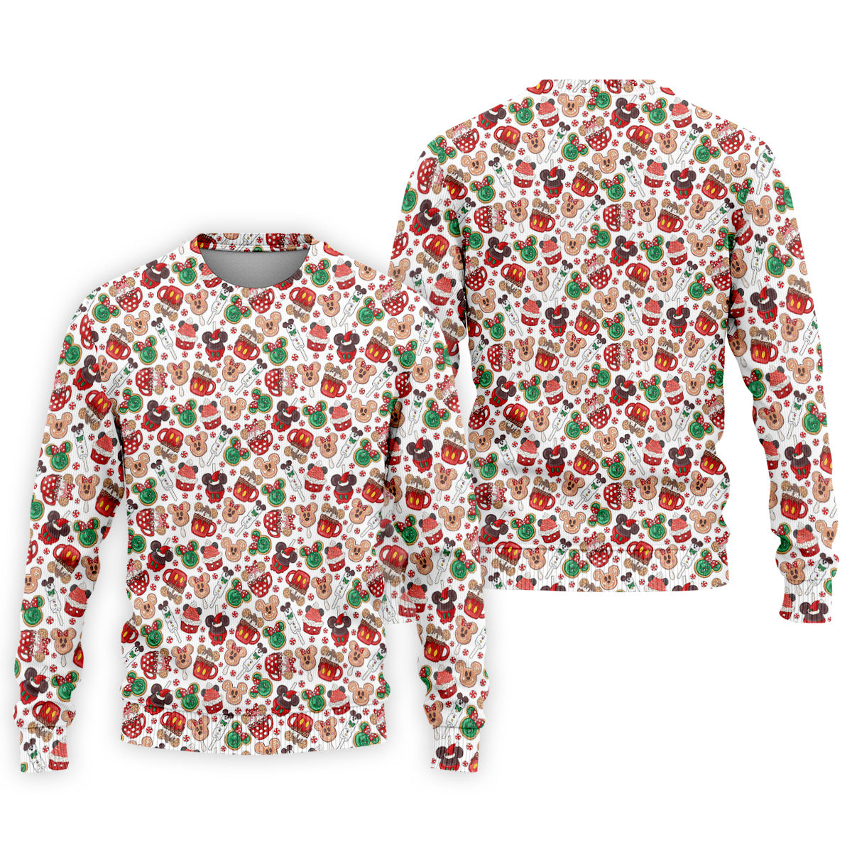 Cute Christmas Dessert Pattern Golf Tops For Men, Cartoon Character Polo Shirts For Men, Christmas Golf Shirt