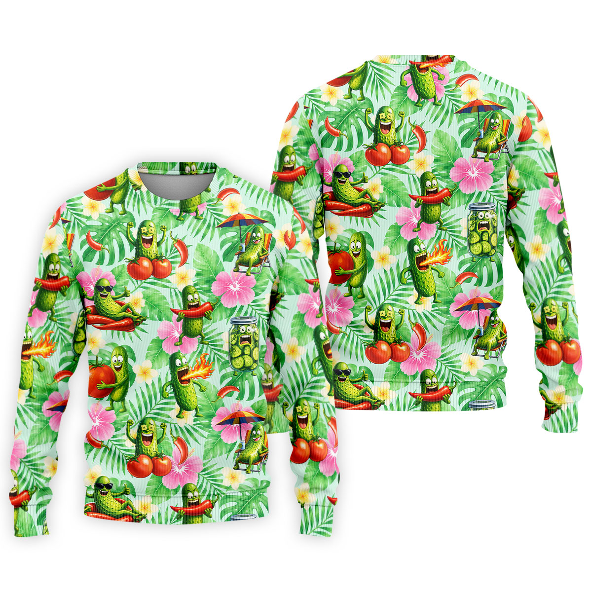 Funny Pickle Tomato Chili Tropical Hawaiian Golf Shirt, Mens Golf Polo, Printed Golf Shirts