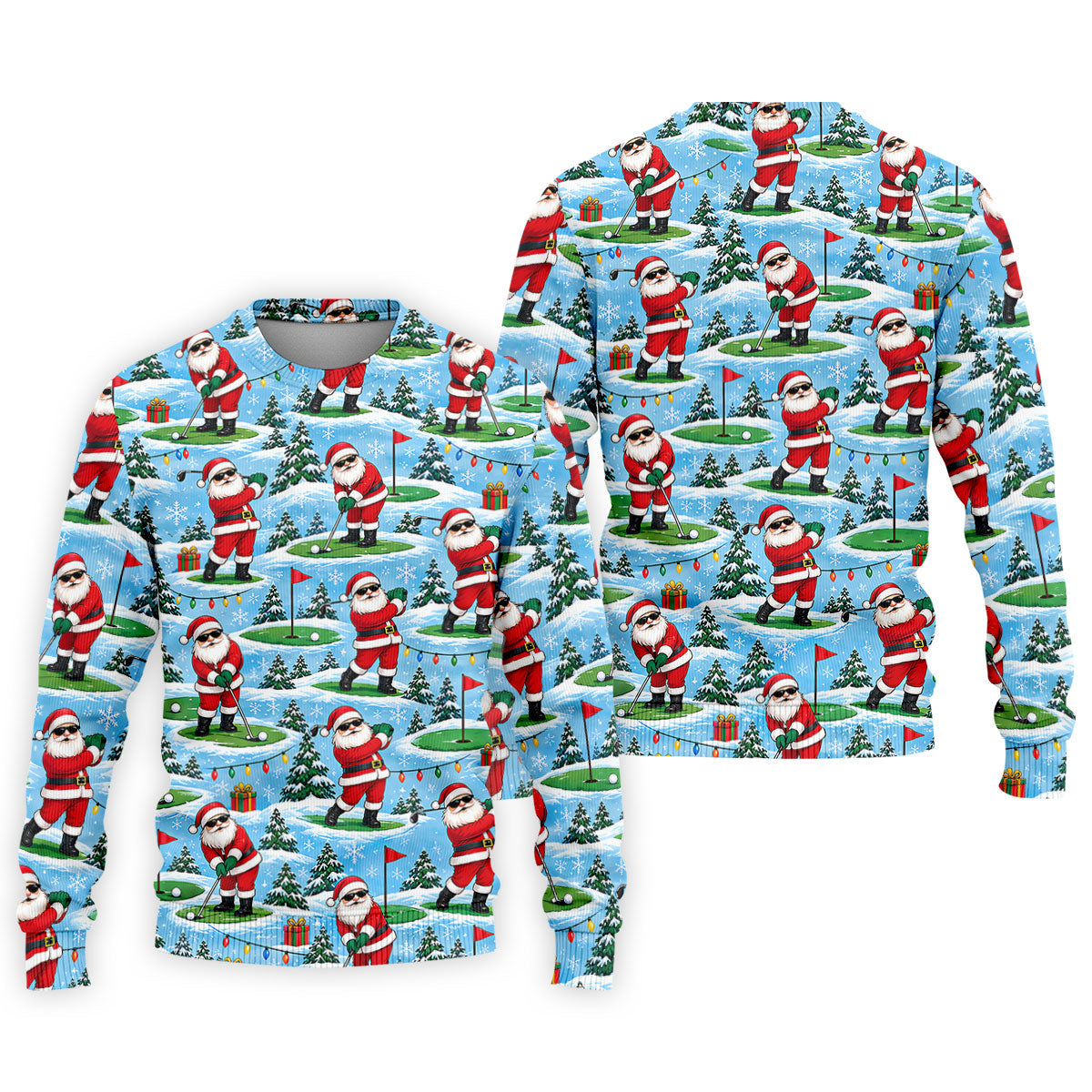 Santa Playing Golf In Snow Christmas Golf Shirt, Mens Golf Polo, Golf Shirts For Men