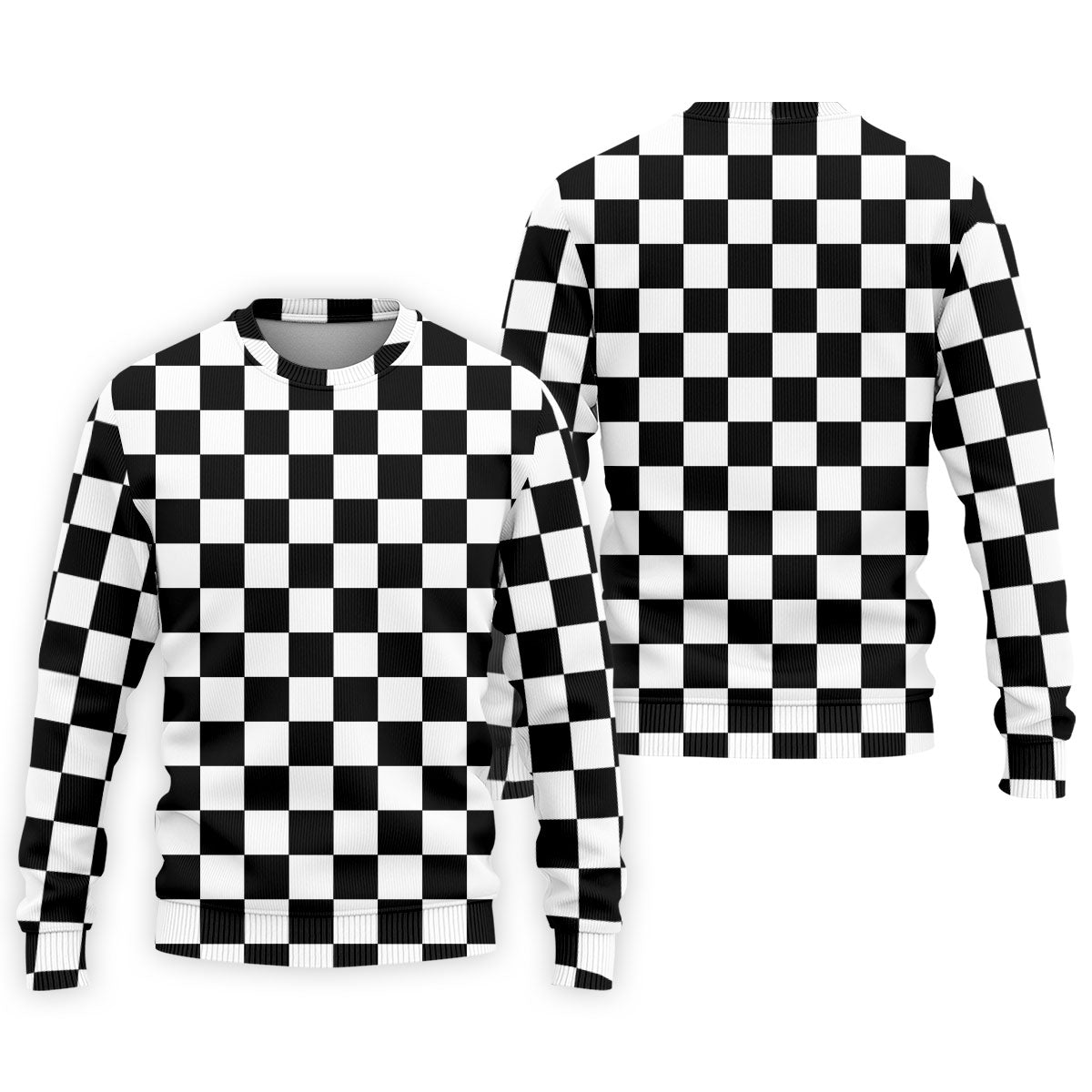 Black White Checkerboard Golf Shirt, Racing Flag Men's Golf Polo, Polo Shirts For Men