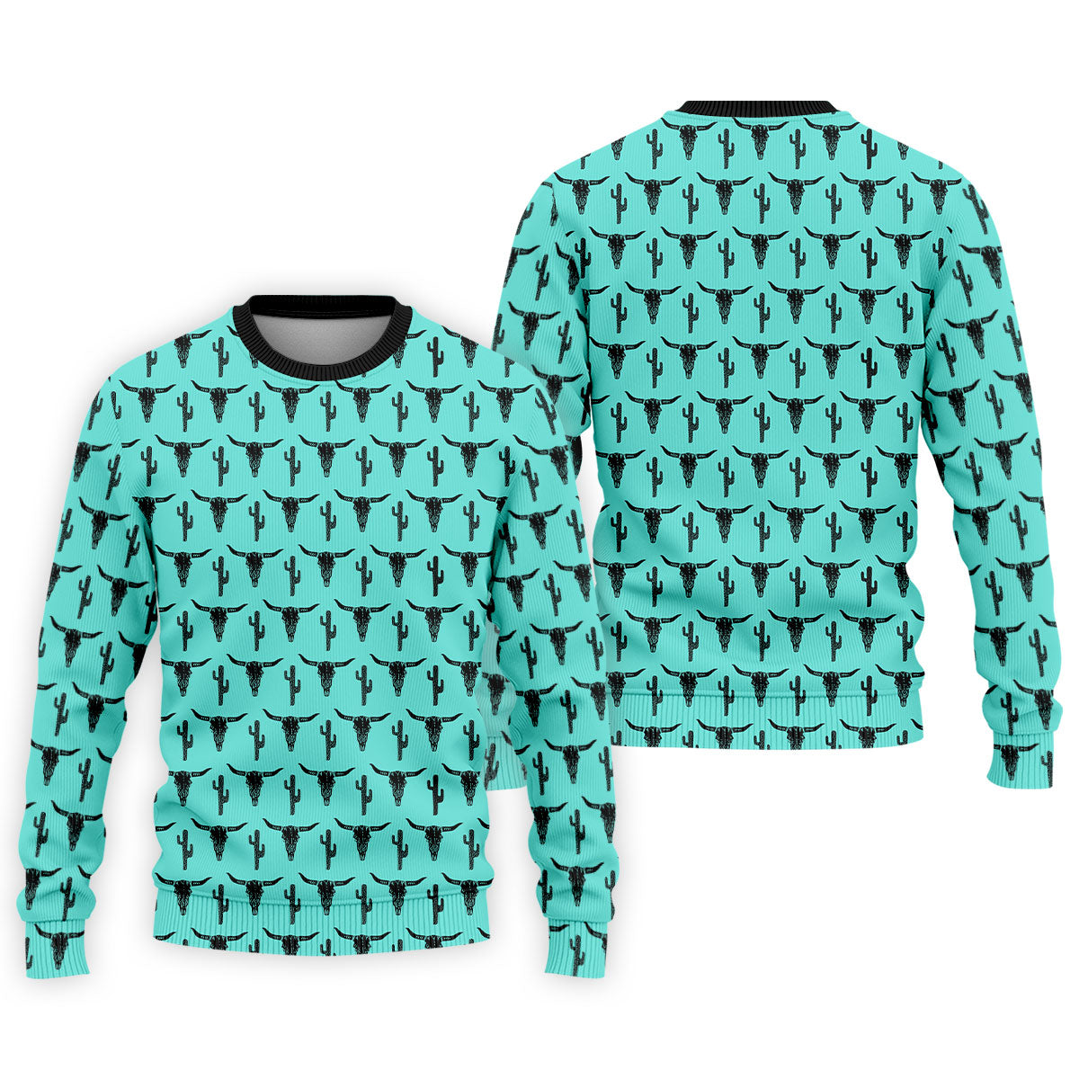 Longhorn Cow Skull Western Theme Peacock Blue Golf Tops For Men, Polo ShirtFor Men, Golf Shirts For Men