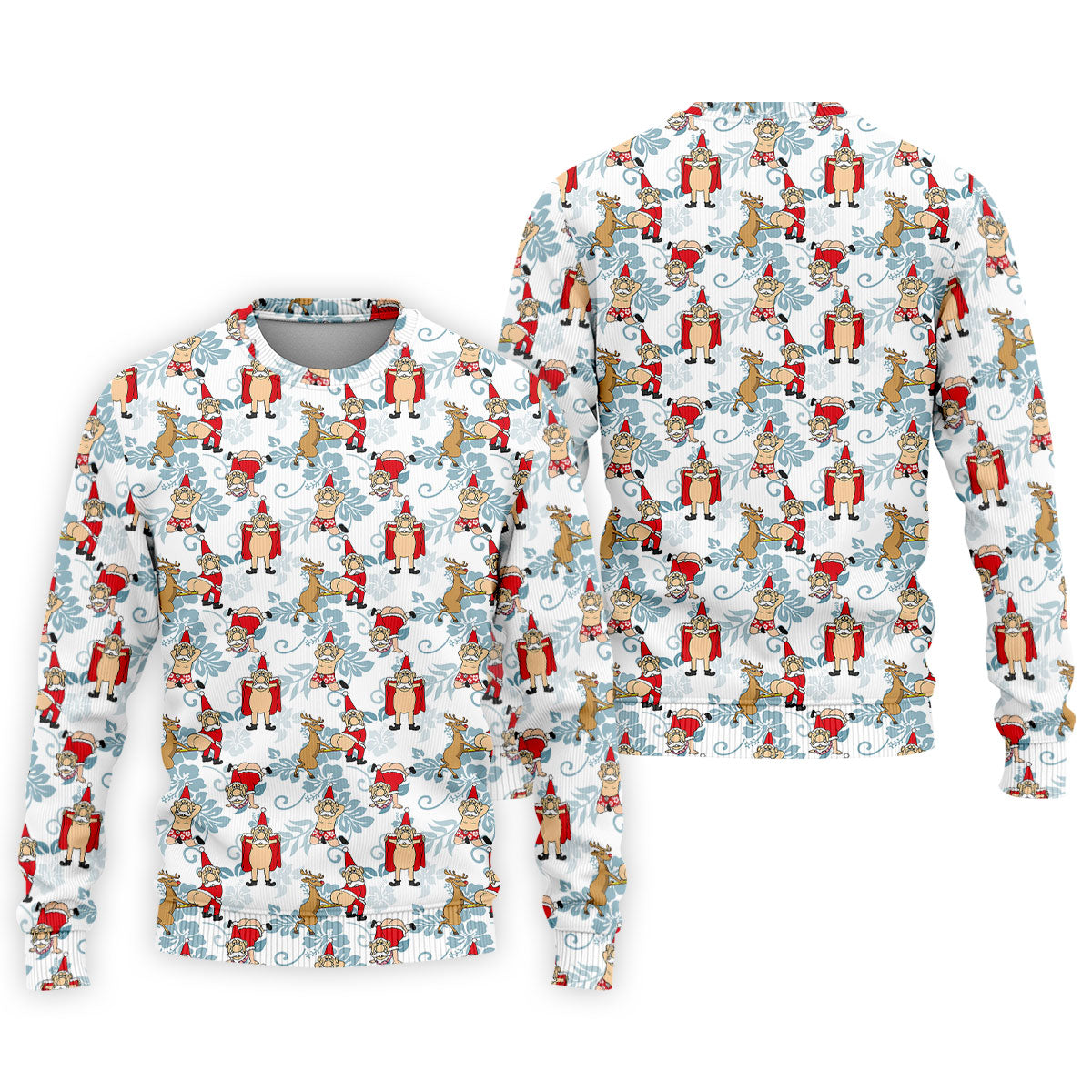 Funny Santa Reindeer Christmas Hawaiian Polo Shirt, Mens Golf Polo, Golf Shirts For Men