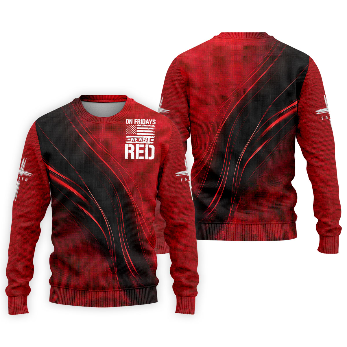 On Friday We Wear Red Faith Cross Red Black Gradient Patriotic Golf Shirt, 250 Years Polo Shirts For Men
