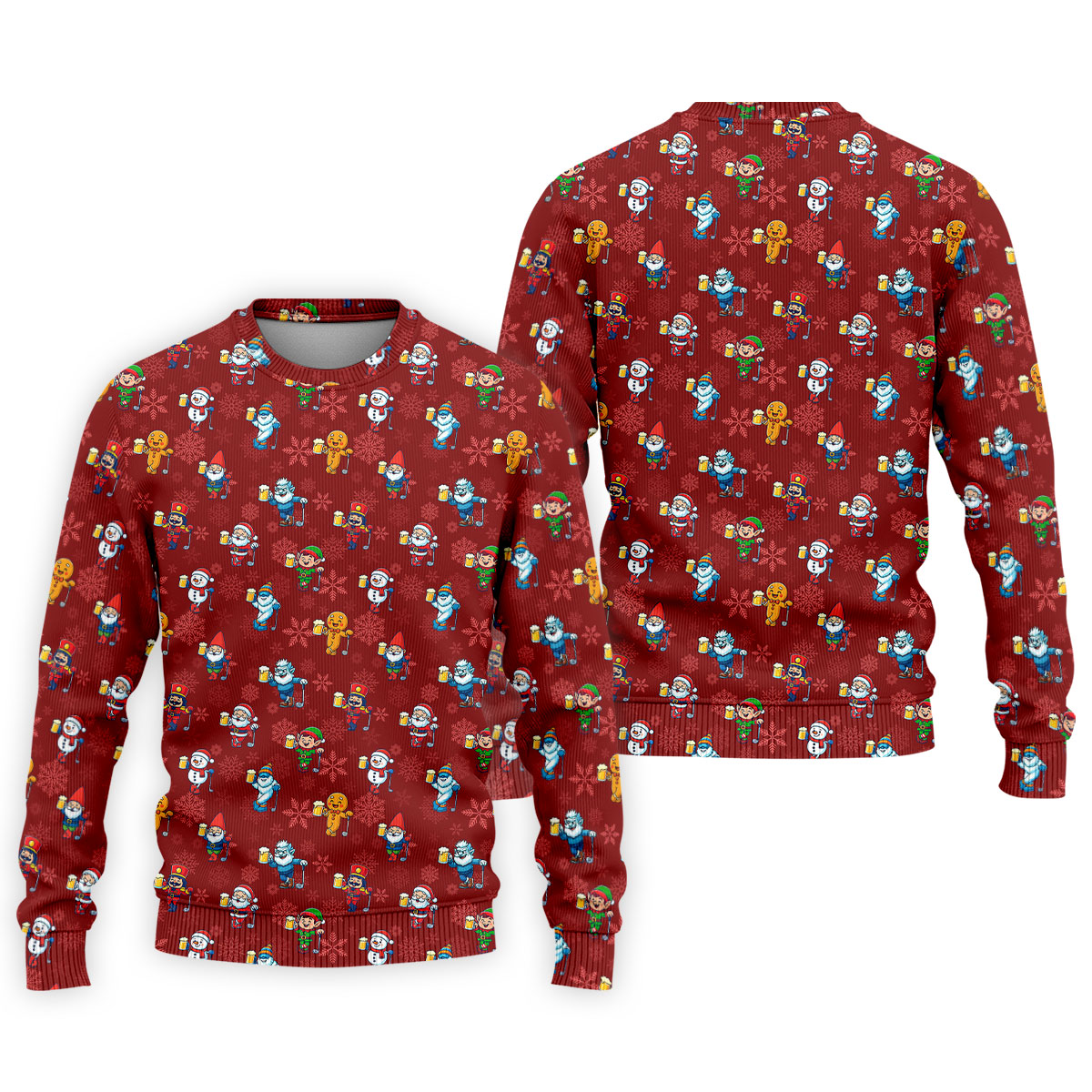 Christmas Characters Golf And Beer Red Men's Funny Golf Shirts, Christmas Golf Shirt, Polo Shirts For Men