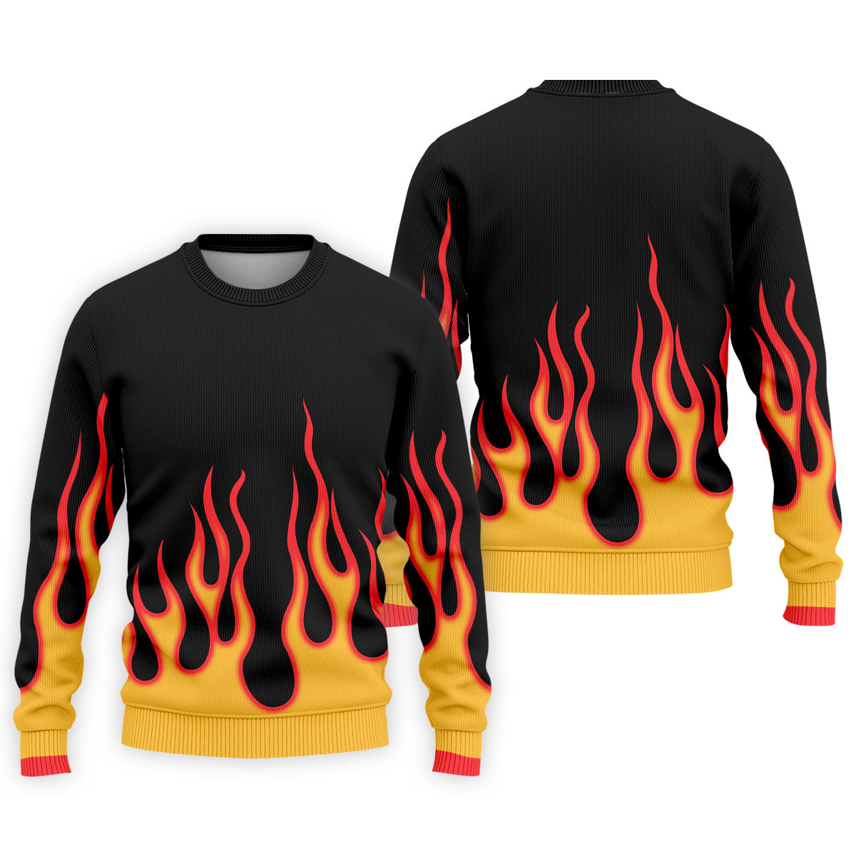 Retro Flame Fire Pattern Design Hawaiian Golf Shirt, Golf Shirts For Men, Polo Shirts For Men