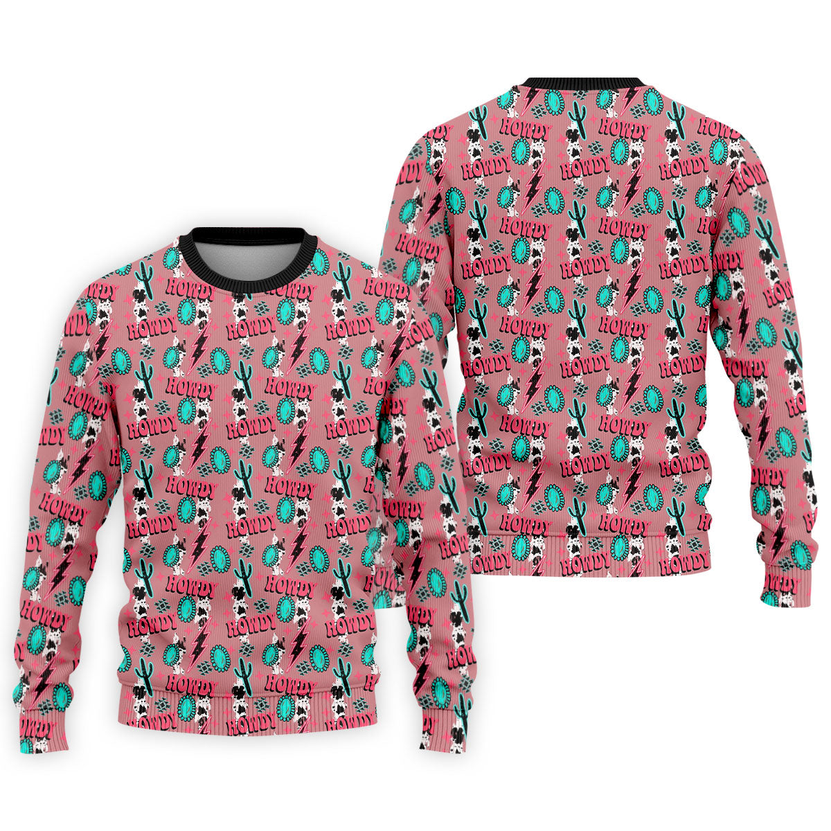 Howdy Pink Lightning Bolts Western Theme Golf Tops For Men, Polo ShirtFor Men, Golf Shirts For Men