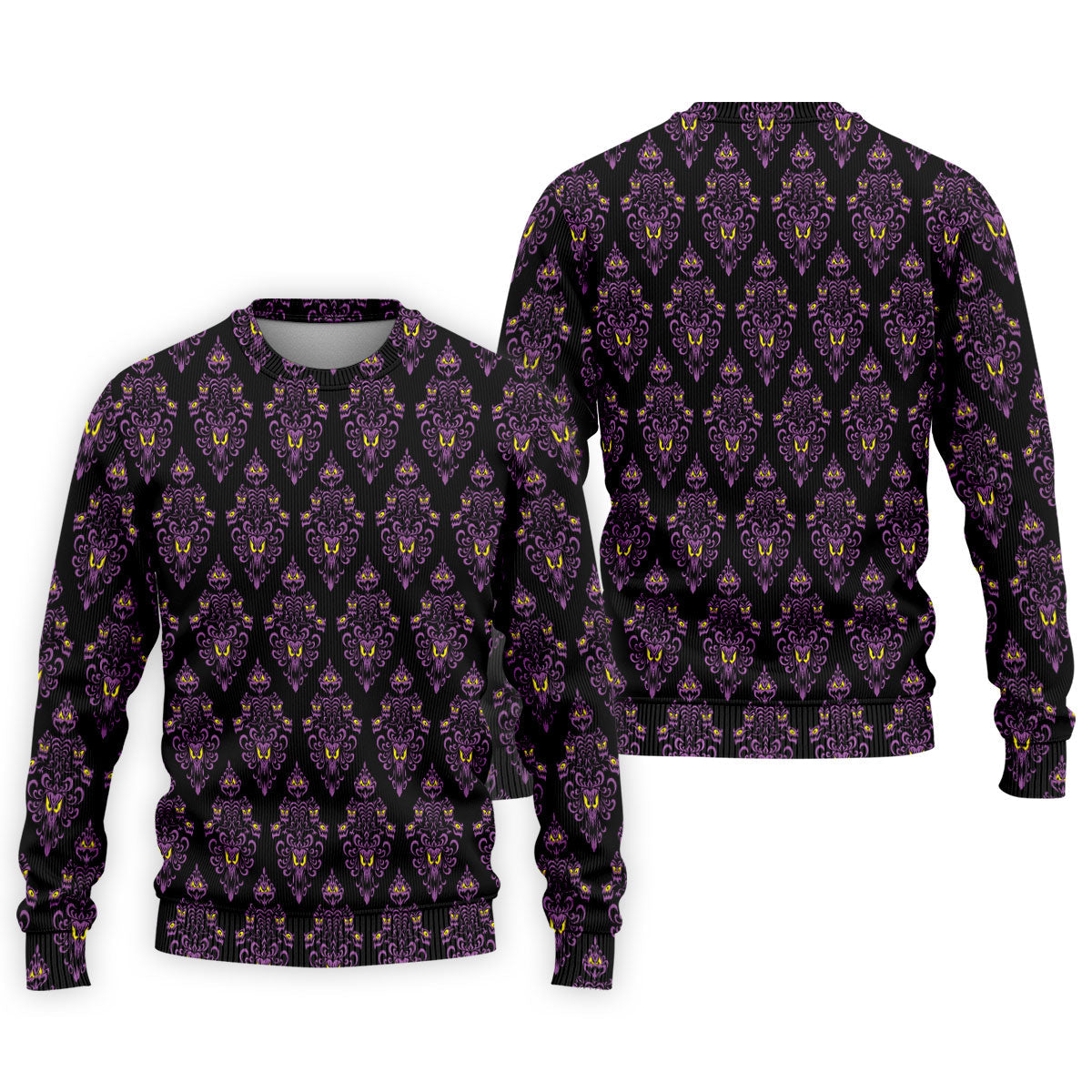 Purple Haunted Demon Faces Halloween Polo Shirt, Printed Golf Shirts, Golf Apparel For Men