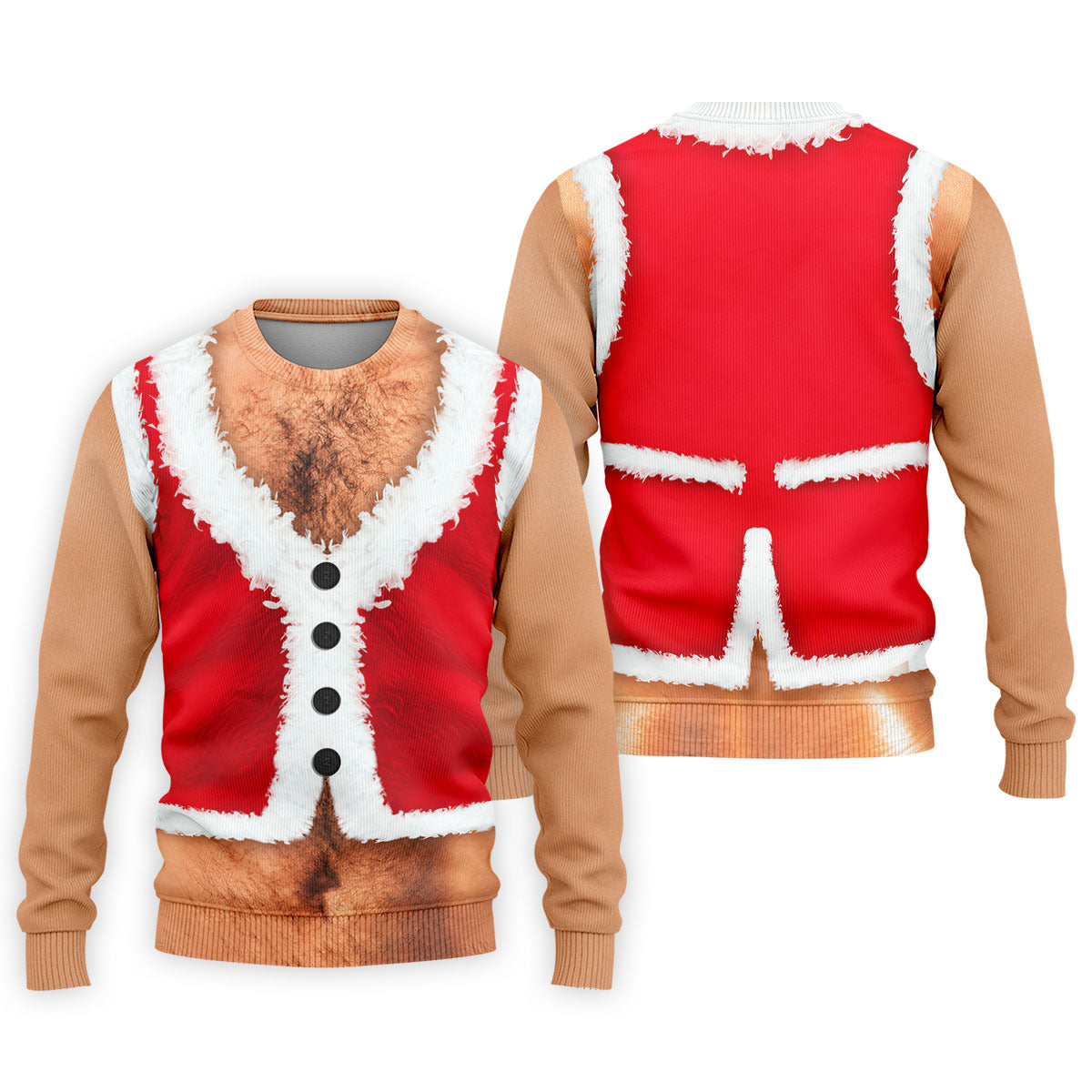 Hairy Chest Santa Print Christmas Golf Shirt, Mens Golf Polo, Golf Shirts For Men