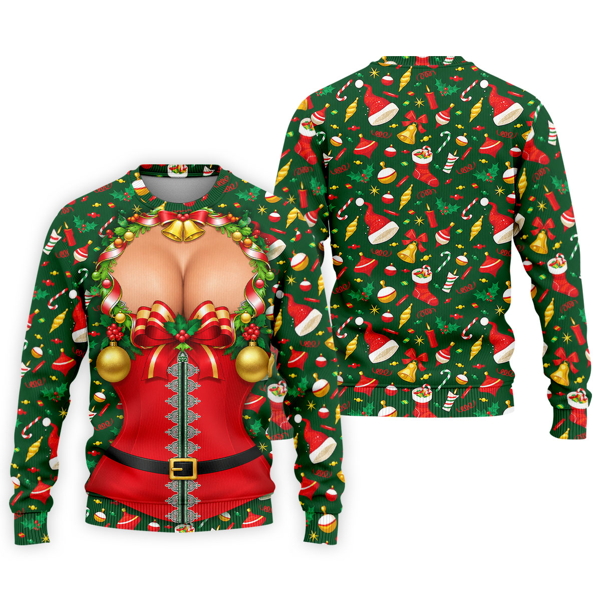 Festive Christmas Corset Bow Golf Polo Shirt, Christmas Golf Shirt, Mens Golf Apparel