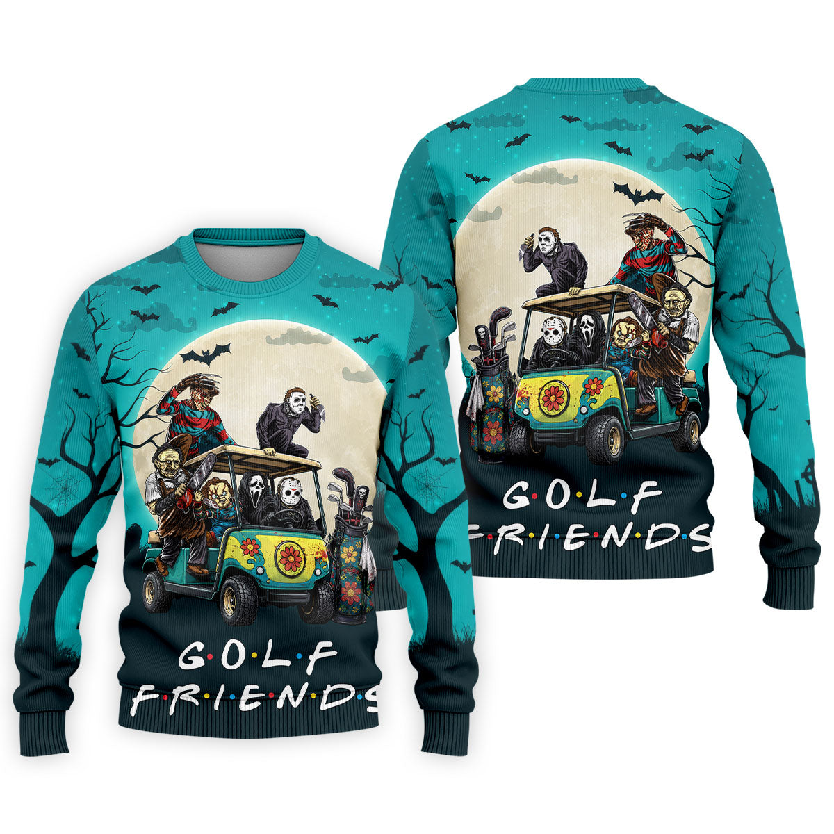Horror Character Golf Cart Halloween Polo Shirt, Golf Shirts For Men, Halloween Shirt