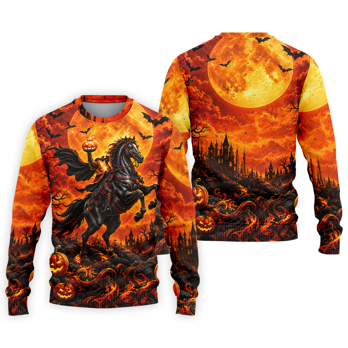 Fire Moon Rider Halloween Horror Character Polo Shirt, Golf Polo, Golf Shirts For Men