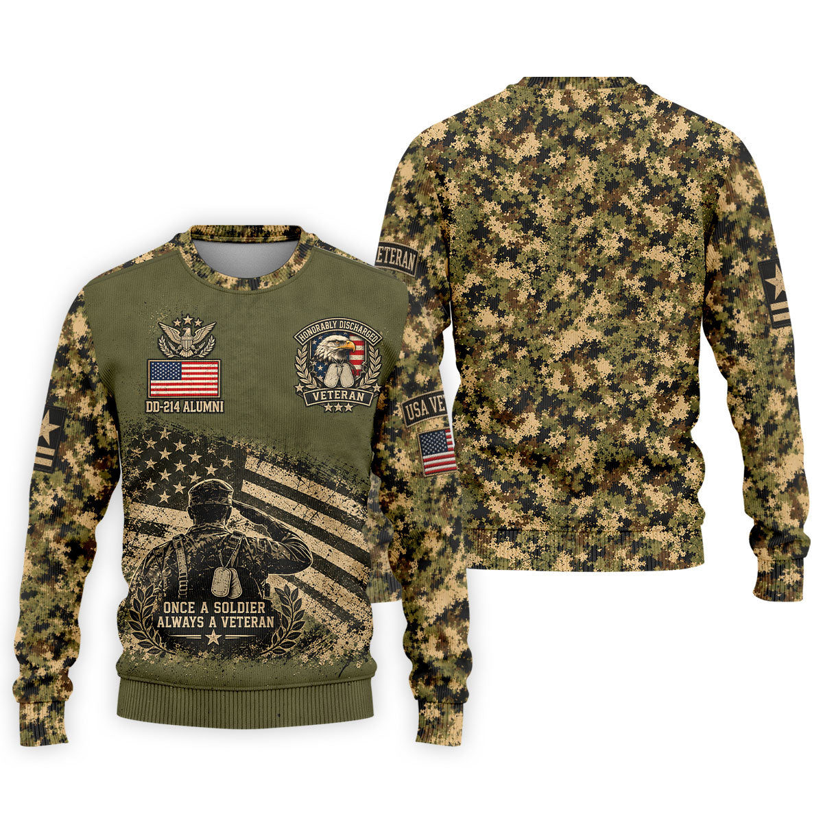 DD-214 Soldier Flag Camo Golf Polo Shirt, Mens Golf Apparel, Veterans Day Golf Shirt