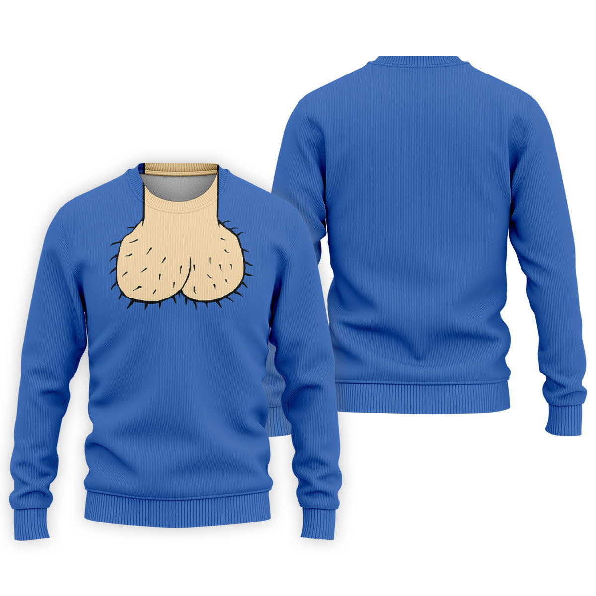 Blue Funny Dickhead Faux Chest Golf Shirt, Men's Polo Shirts, Polo Shirts For Men