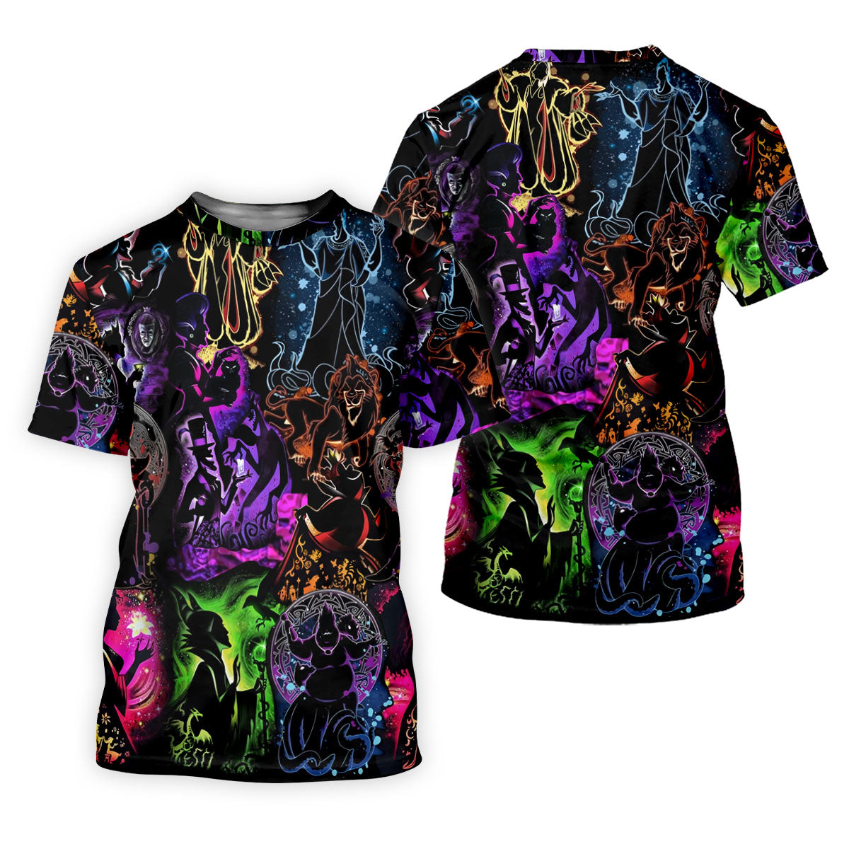 Neon Fantasy Villain Collage Halloween Polo Shirt, Men's Golf Shirt, Golf Apparel For Men