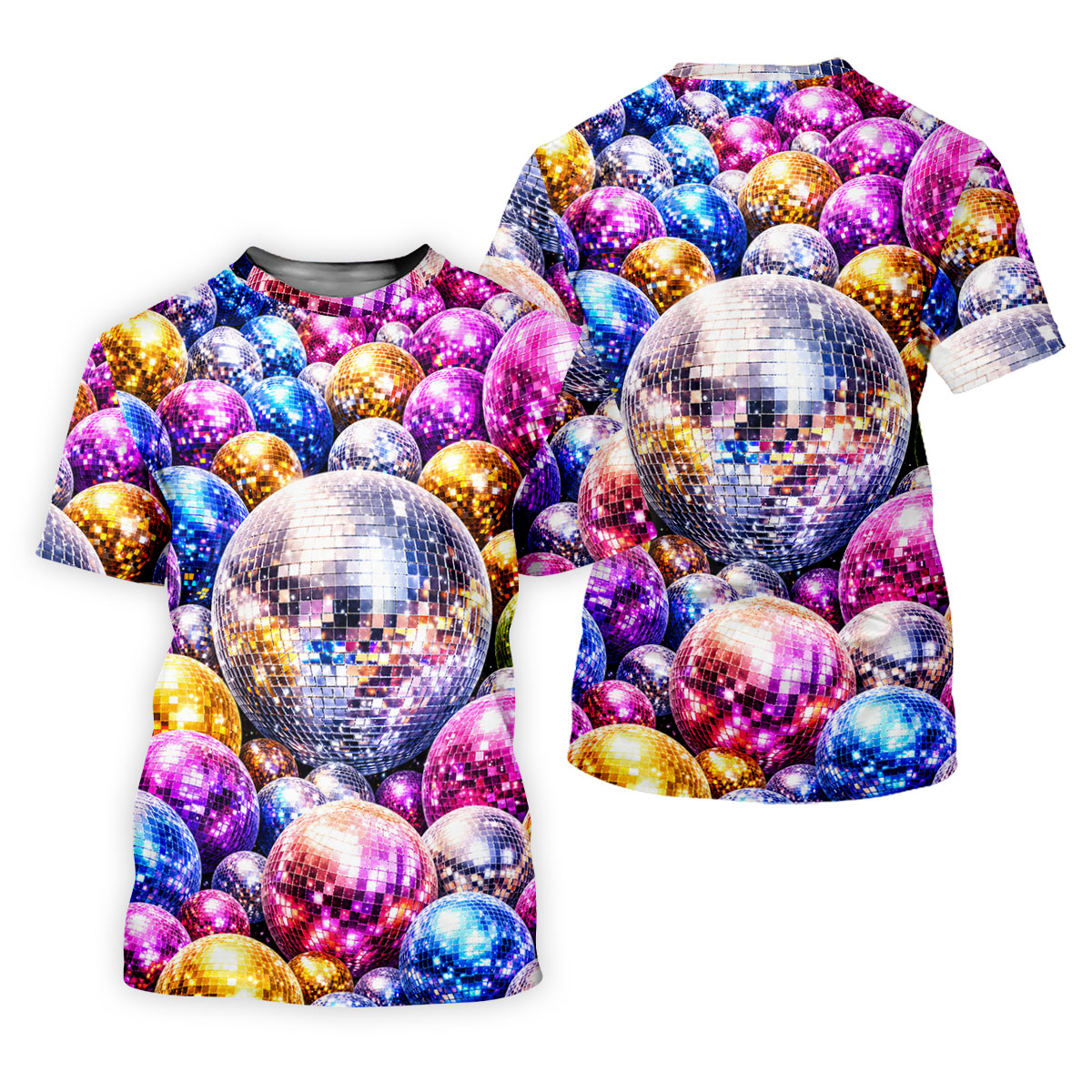 Colorful Disco Ball Party Pattern Polo Shirt, Womens Golf Tops, Golf Shirts For Women