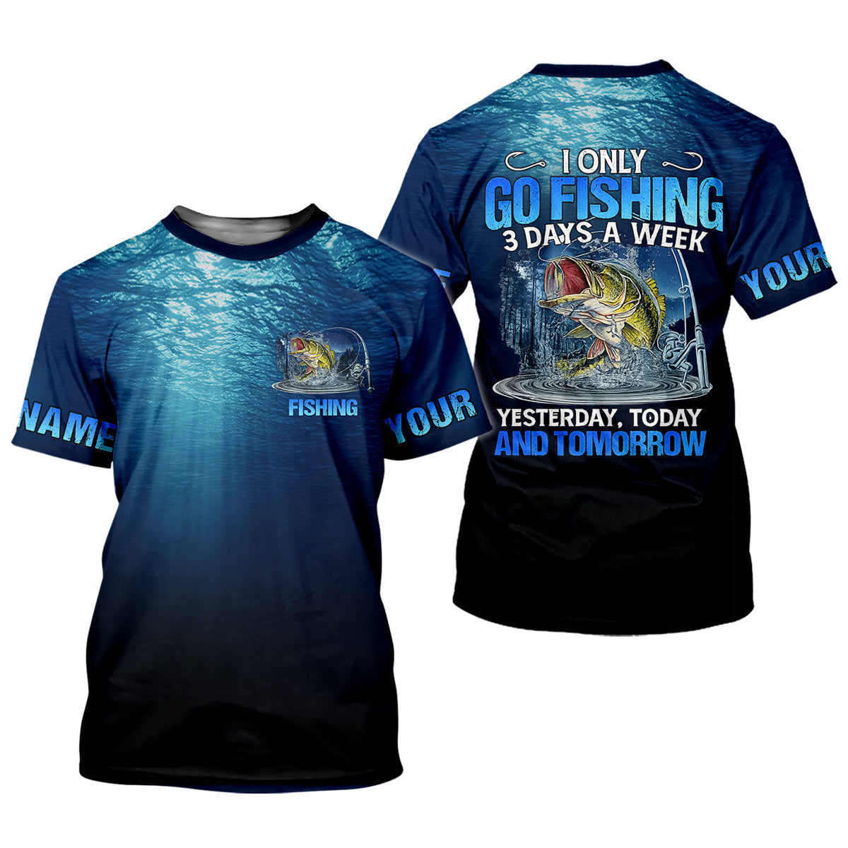 Personalized Funny Bass Fishing Shirt, Go Fishing 3 Days A Week Shirt, Fishing UPF Shirts