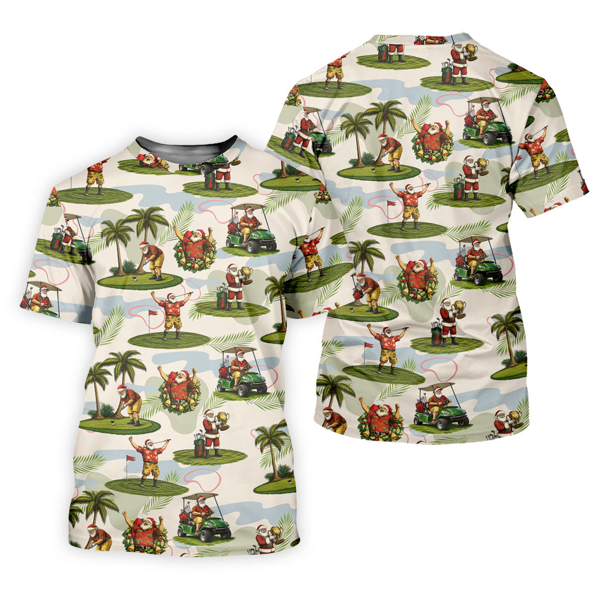 Santa Claus Golf Christmas Pattern Polo Shirt, Mens Golf Polo, Christmas Golf Shirt