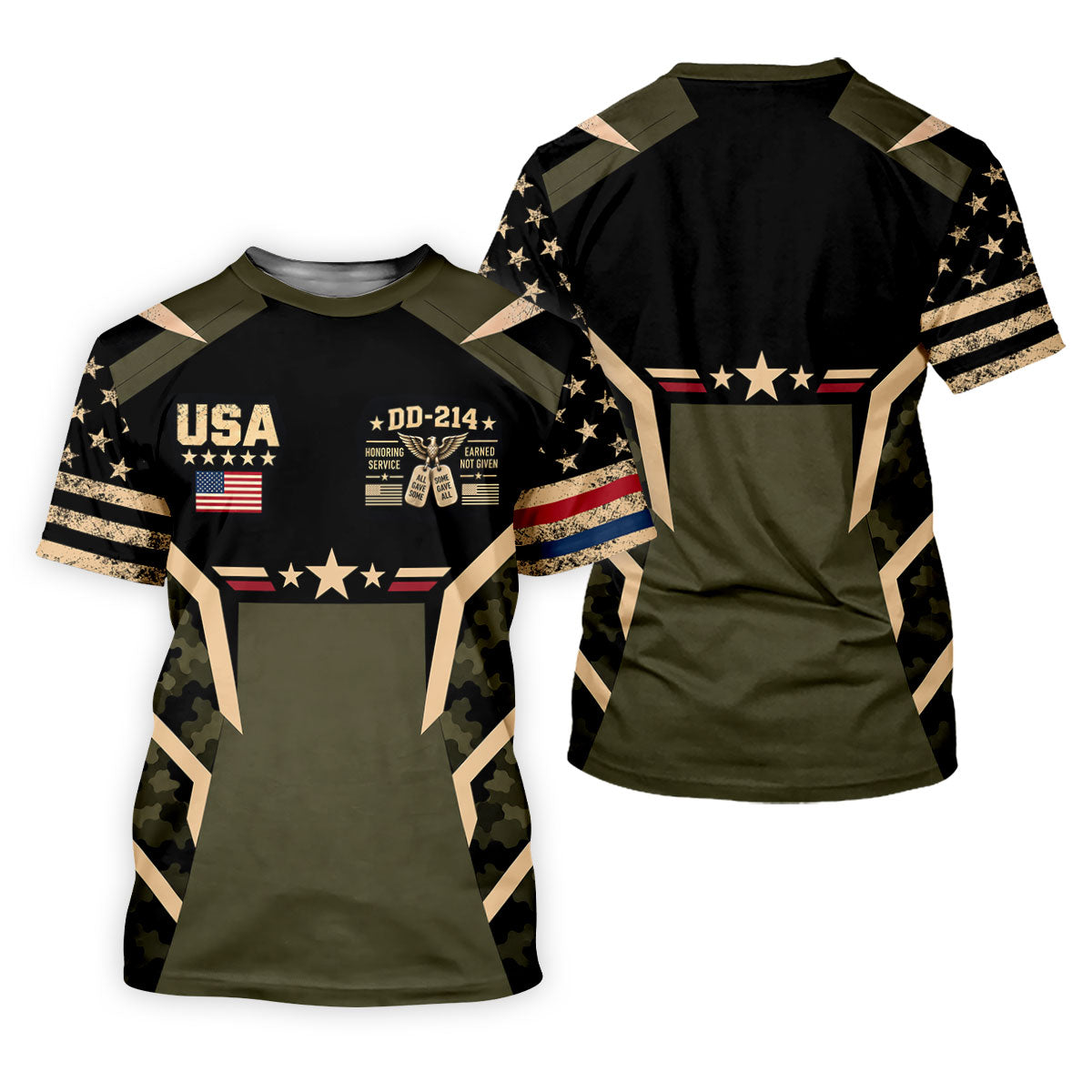 DD-214 USA Stars Camo Golf Polo Shirt, Veterans Day Shirt, Mens Golf Polo Shirts