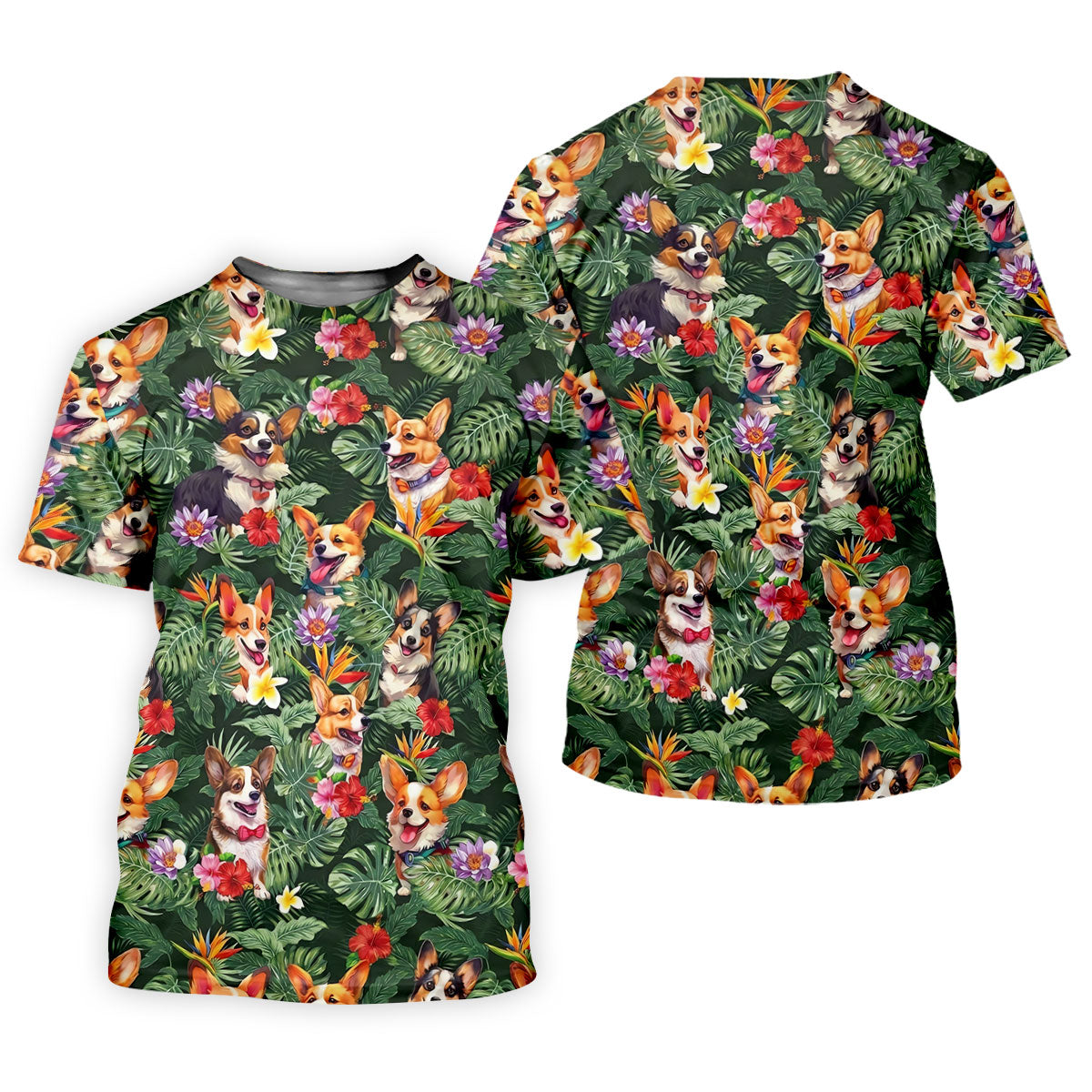 Tropical Corgi Dog Hawaiian Golf Polo Shirt, Golf Shirts For Women, Women's Golf Apparel