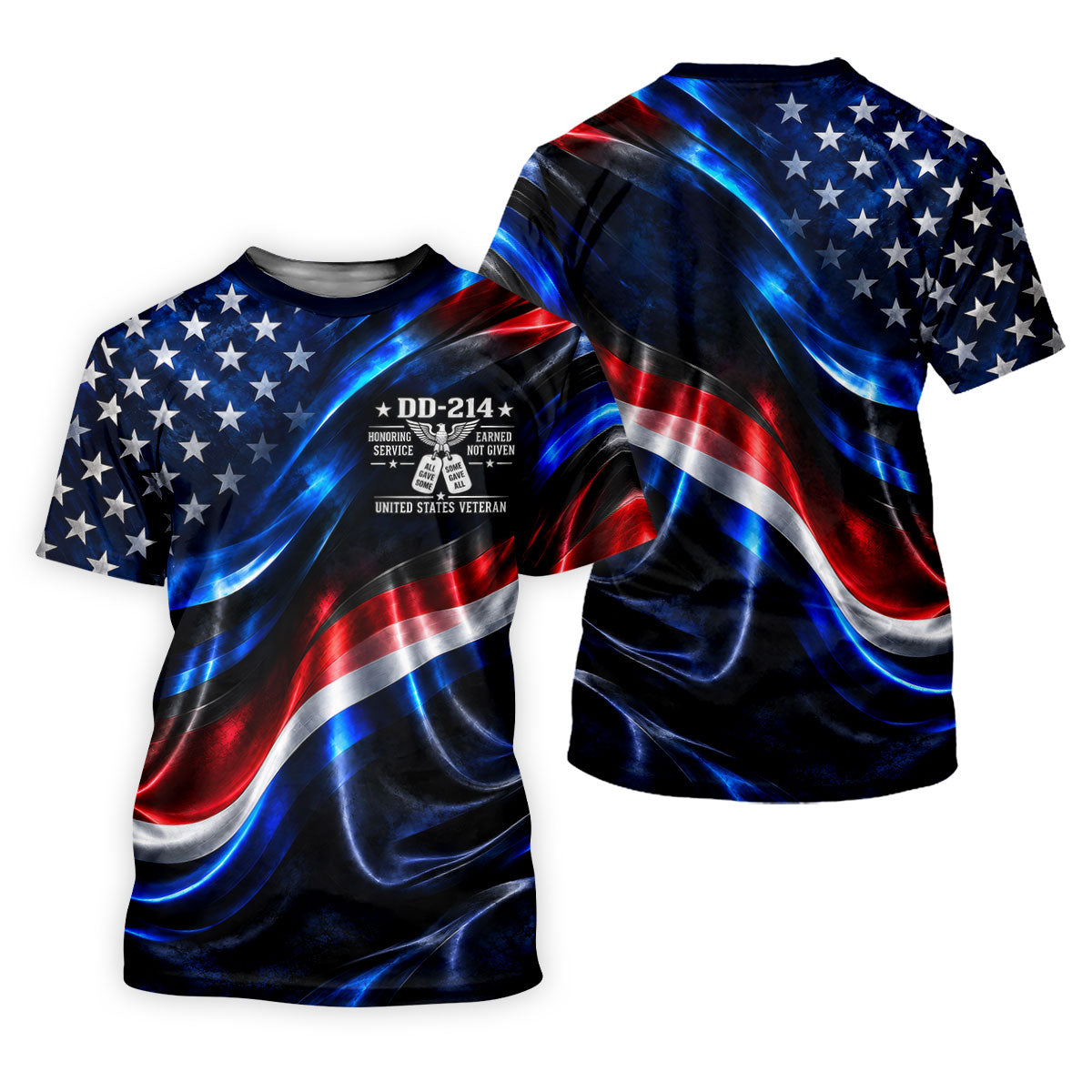 DD-214 Metallic USA Flag Golf Polo Shirt, Veterans Day Shirt, Golf Shirts For Men