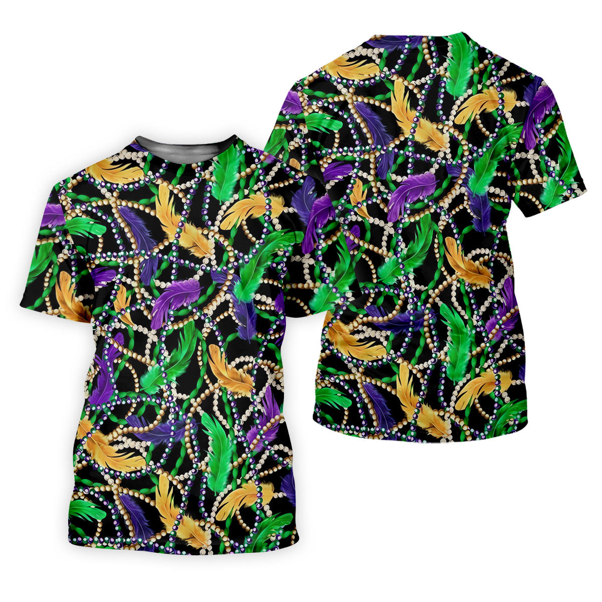 Purple Green Gold Feather Beads Mardi Gras Golf Shirt, Women's Golf Tops, Ladies Golf Polos