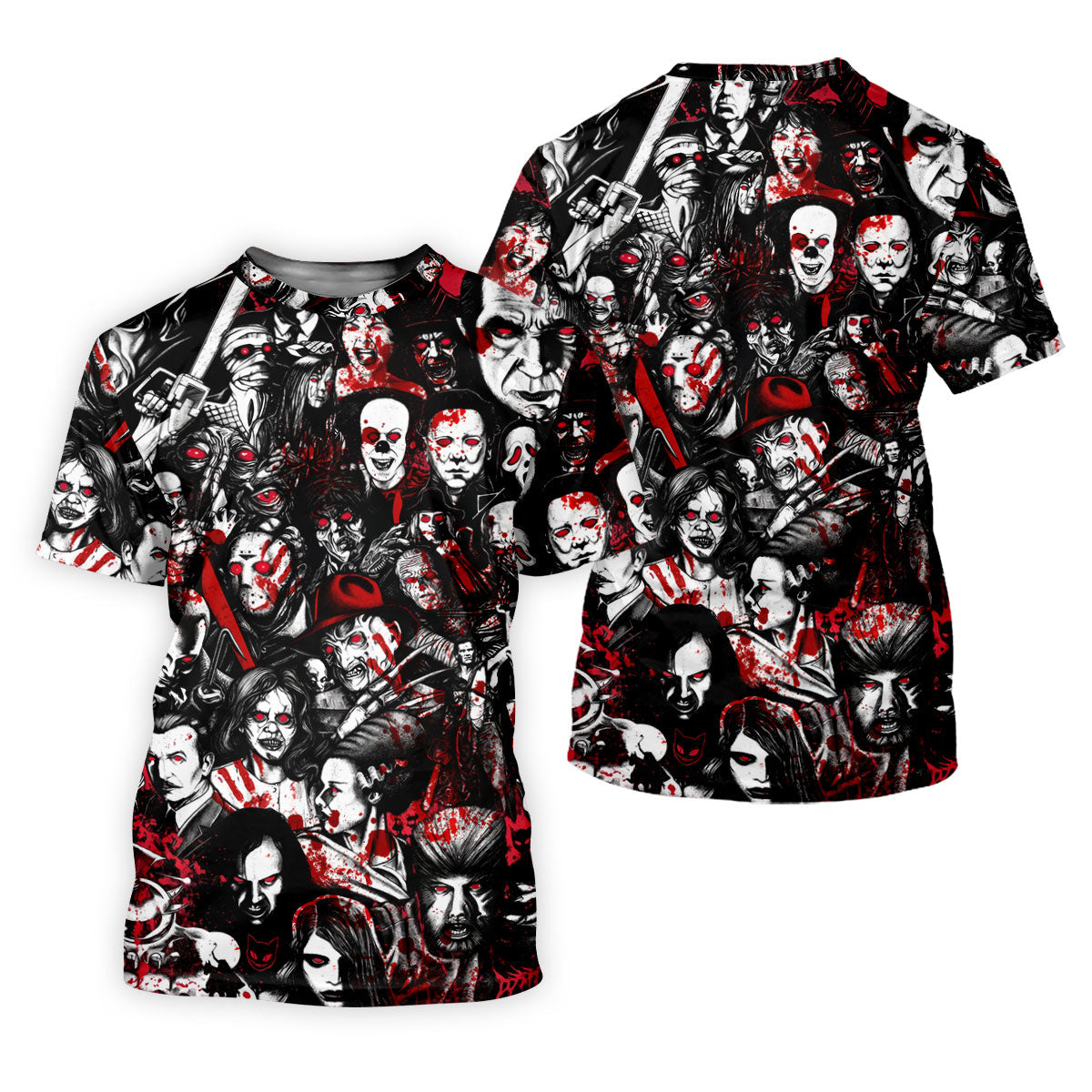 Horror Character Pattern Golf Polo Shirt, Golf Apparel For Men, Mens Polo Halloween Shirts
