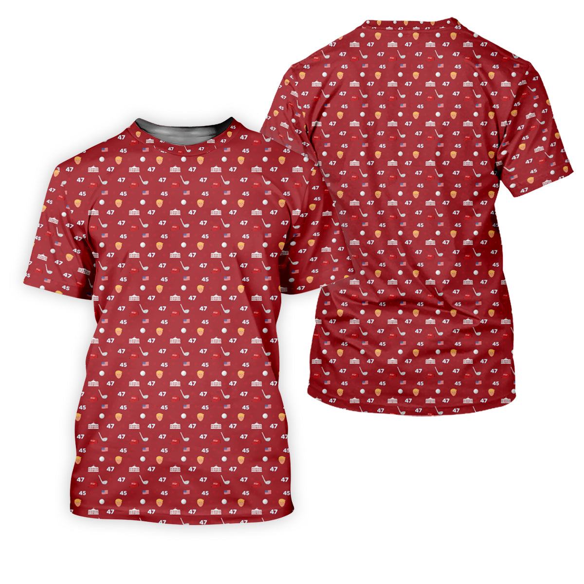 45 47 US Flag Pattern Red Golf Shirt, Funny Golf Shirt, Women's Golf Tops, Ladies Golf Shirts