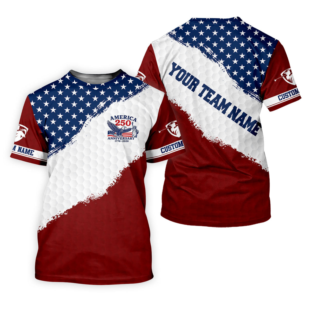 Red White Blue Splatter Paint Golf Ball Pattern 4th Of July Golf Shirt, 250th Anniversary Golf Shirt For Women