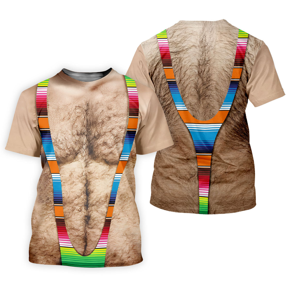Hairy Body Serape Pattern Funny Cinco De Mayo Ladies Golf Tops, Golf Shirt For Women