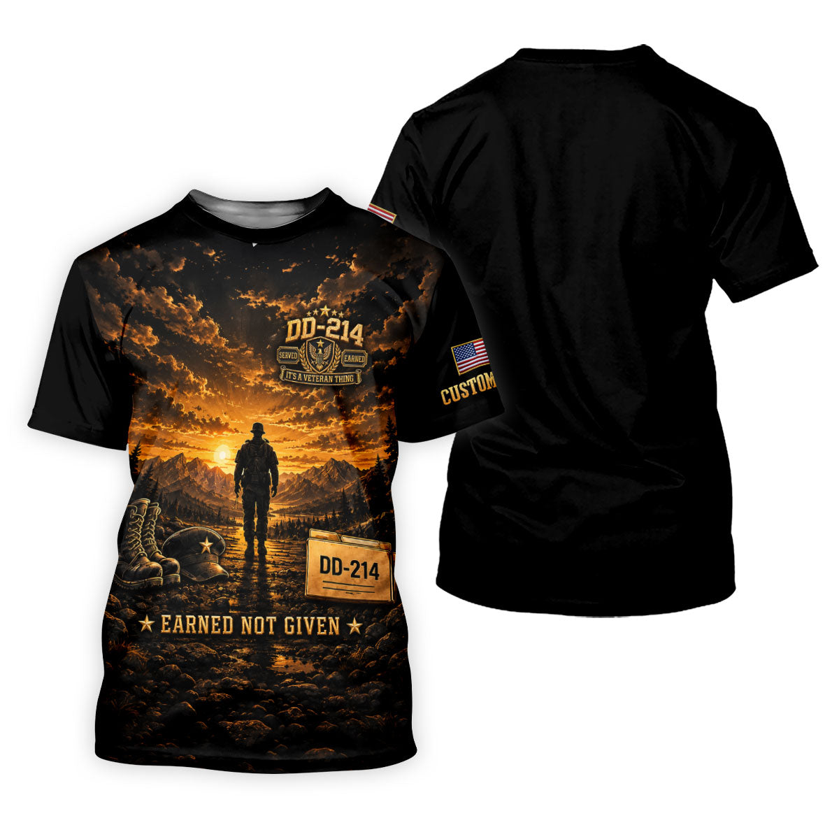 Custom DD-214 Sunset Soldier Golf Polo Shirt, Womens Golf Polo, Veterans Day Shirt