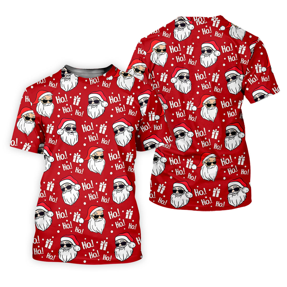 Santa Claus Pattern Christmas Red Golf Tops For Men, Christmas Golf Shirt, Polo Shirts For Men