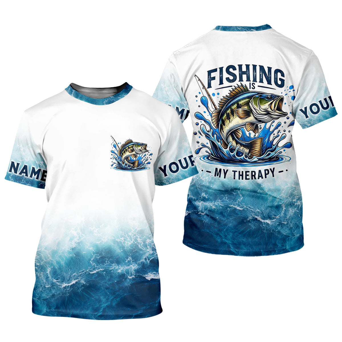 Fishing Is Therapy Funny Fishing Shirt, Mens SPF Shirt, Fishing Gifts For Men, Bass Fishing