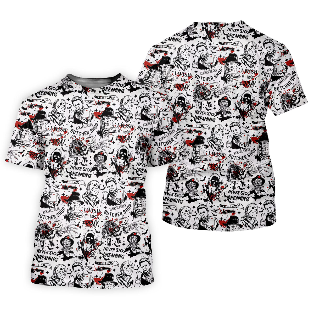 Classic Horror Character Collage Halloween Polo Shirt, Men's Golf Shirt, Mens Golf Apparel