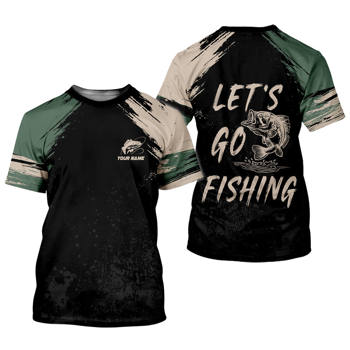 Let's Go Fishing Distressed Pattern Retro Fishing Shirt, Fishing UPF Shirts, Women Fishing Shirt
