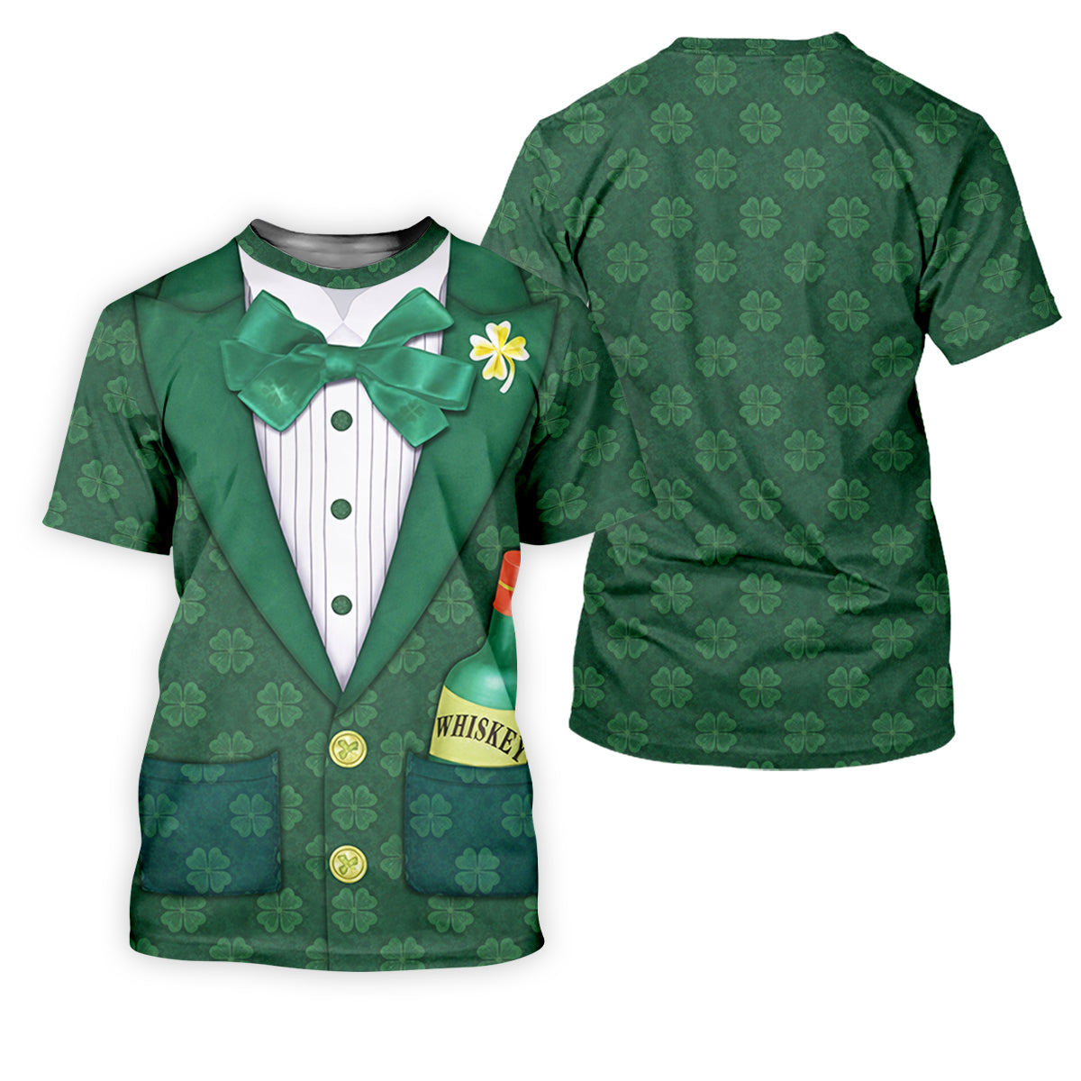 St Patrick's Day Green Shamrock Suit Whiskey Golf Print Golf Shirt, Women's Golf Tops, Ladies Golf Polos