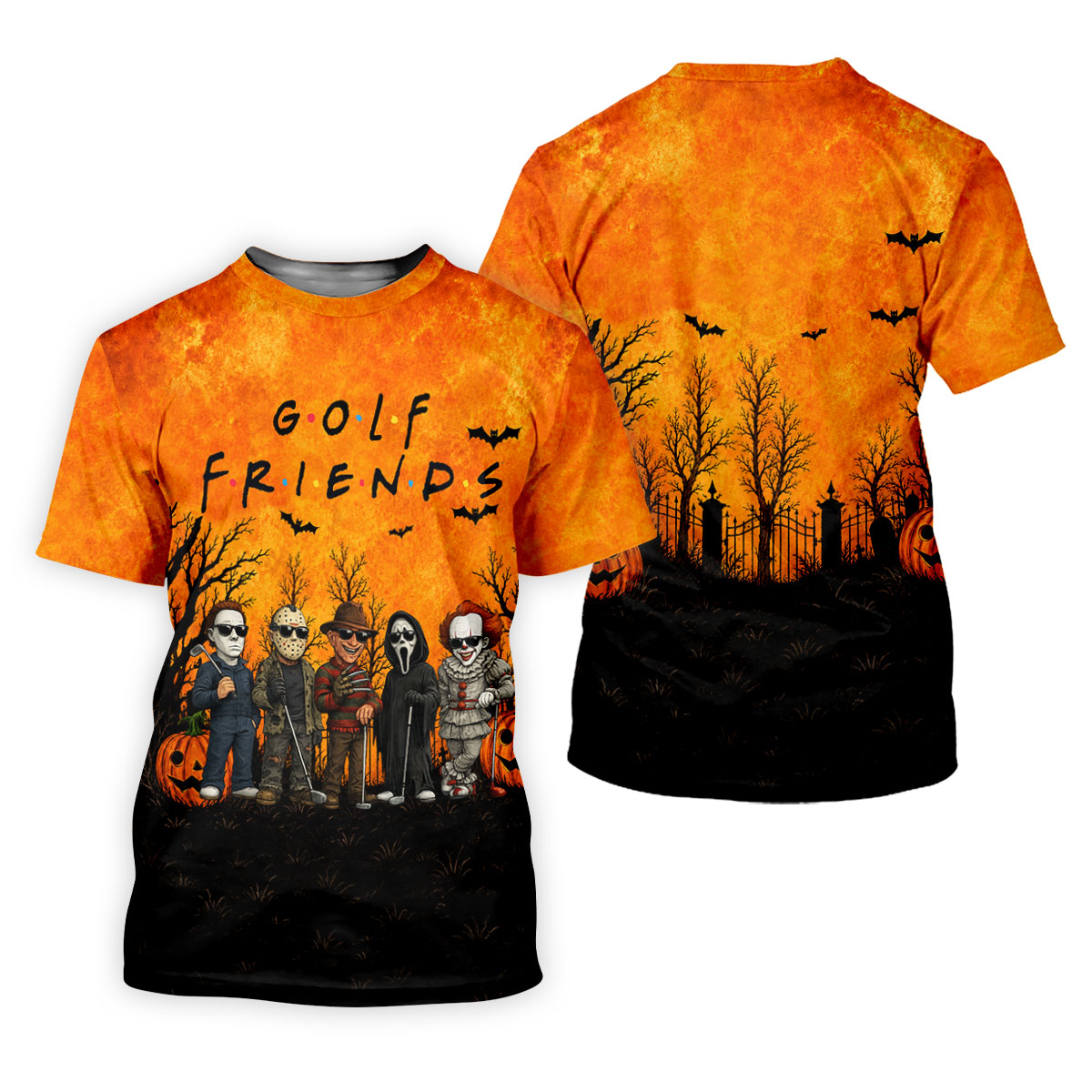 Halloween Golf Friends Hawaiian Golf Shirt, Mens Golf Polo, Golf Shirts For Men