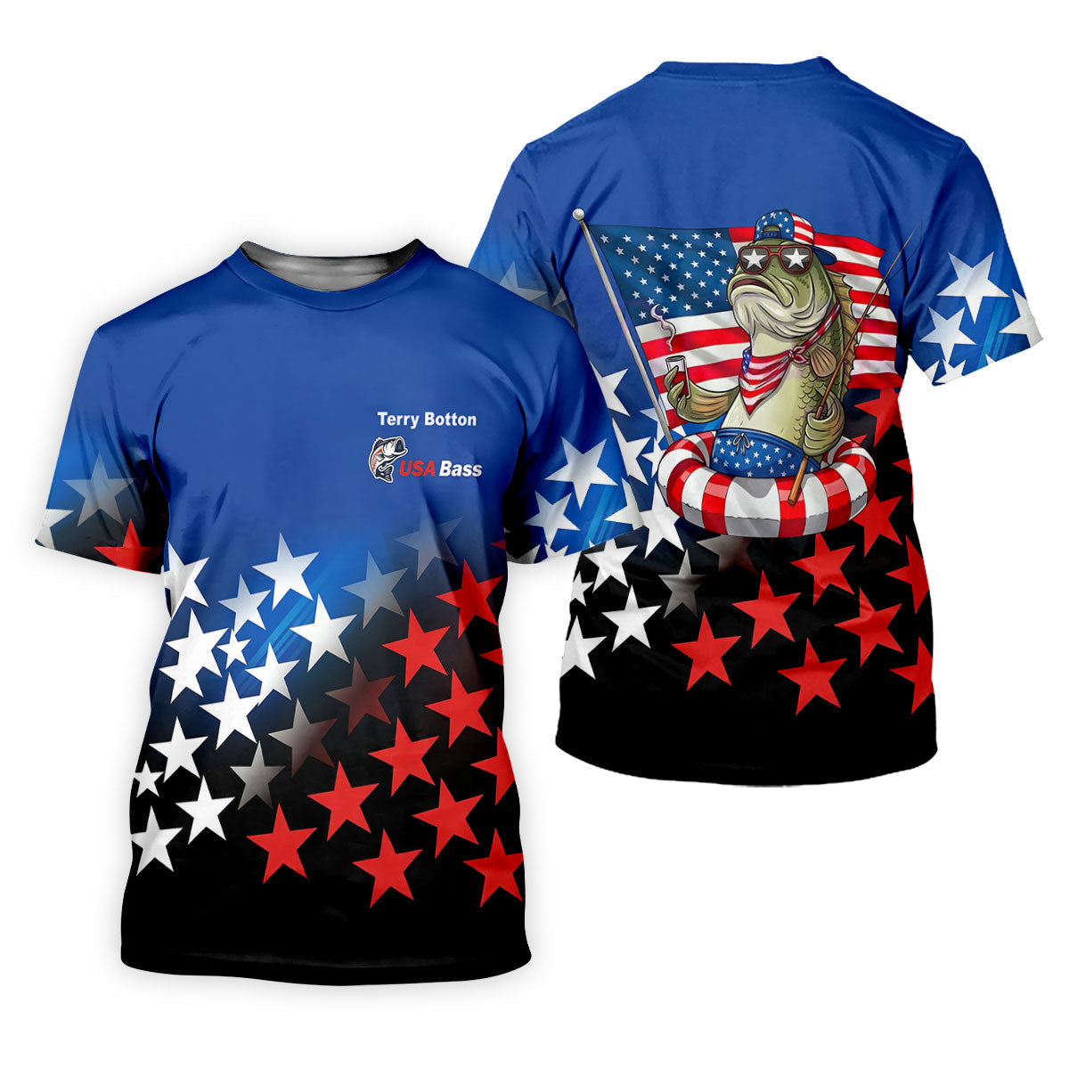 USA Bass Fishing American Flag Fishing Shirt, 250 Years 4th Of July Fishing UPF Shirts, Men's Fishing Shirt
