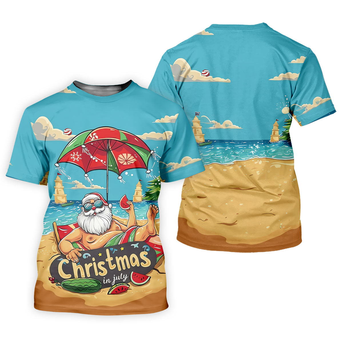 Christmas In July Santa Beach Christmas Golf Shirt, Men's Golf Shirt, Hawaiian Golf Shirt, Printed Golf Shirts
