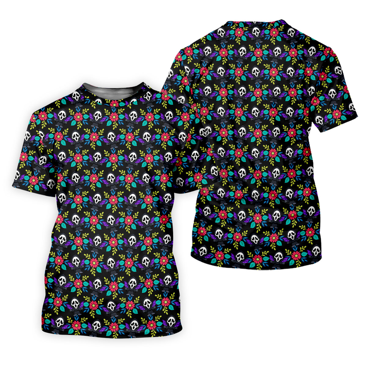 Floral Horror Character Halloween Polo Shirt, Halloween Shirts For Men, Mens Golf Polo