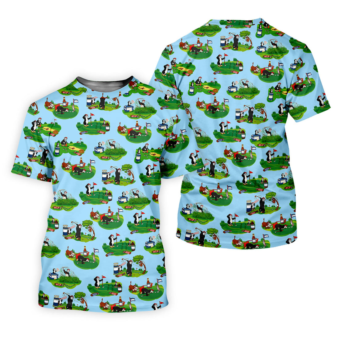 Funny Golf Gopher Cartoon Pattern Golf Polo Shirt, Women's Golf Tops, Ladies Golf Shirts