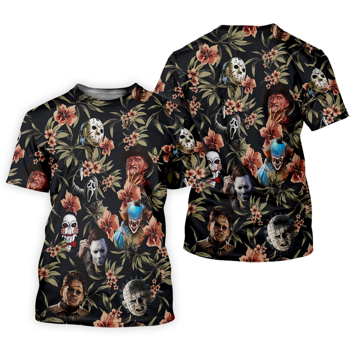Dark Floral Horror Character Halloween Golf Shirt, Women’s Golf Polo, Printed Golf Shirt